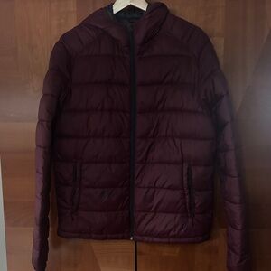 Men’s Kenneth Cole Burgundy Hooded Puffer Jacket